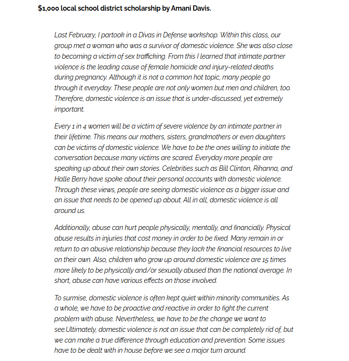 winning scholarship essay examples