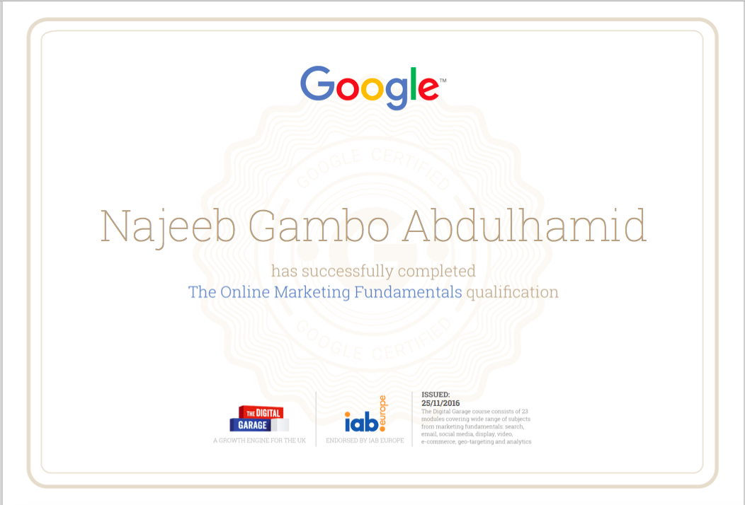 Google Digital Garage Certification Badge
